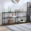 vidaXL Console Table Black glass Steel and Glass Large Console Table