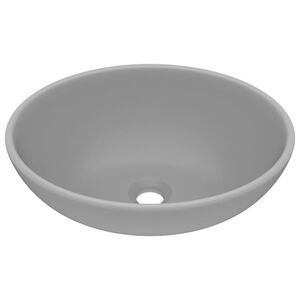vidaXL Luxury Basin Oval-shaped Matt Light Grey 15.7x13.0" Ceramic