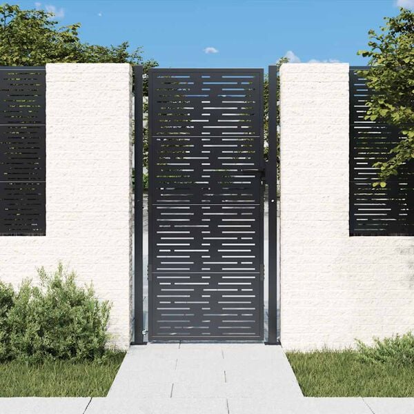 vidaXL Garden Gate Anthracite 39.4x78.7" Steel Square Design