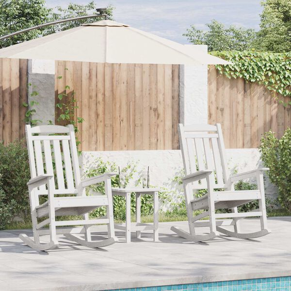 vidaXL Garden Rocking Chair 3 pcs White 38 x 38 x 46cm Plastic