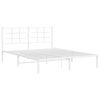 vidaXL Bed Frame White Powder-Coated Steel King Size Bed Frame