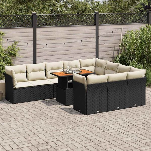 vidaXL Garden Sofa Set Black, Cream White