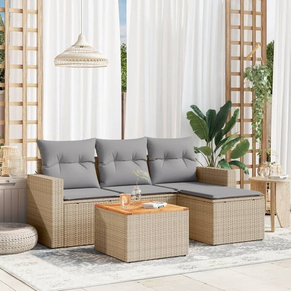 vidaXL Garden Sofa Set Beige, Light grey, Brown