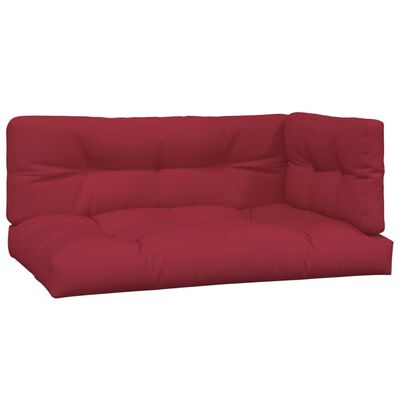 vidaXL Pallet Cushions 3 pcs Wine Red Fabric