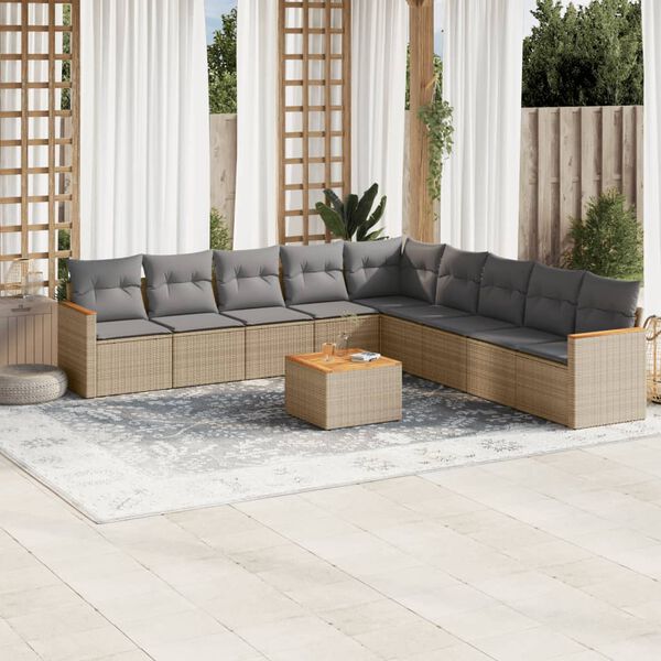 vidaXL Garden Sofa Set Beige, Light Grey