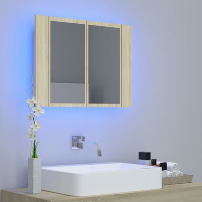 vidaXL LED Bathroom Mirror Cabinet Sonoma Oak 23.6"x4.7"x17.7"