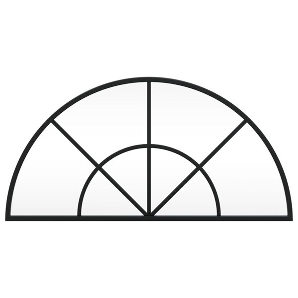 vidaXL Wall Mirror Black Glass, Powder-Coated Iron 23.6 x 11.8 in