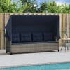 vidaXL Sun Lounger Grey PE rattan, powder-coated steel, polyester Large