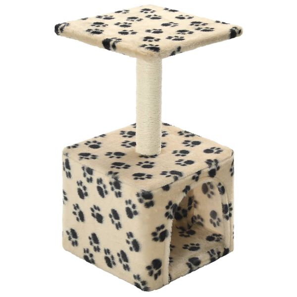 vidaXL Cat Tree Beige with black paw prints