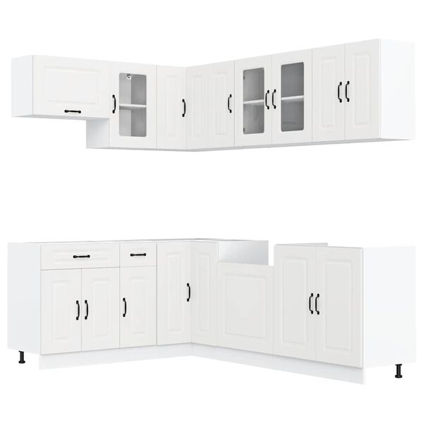 vidaXL Kitchen Cabinet Set White Engineered wood and glass Large