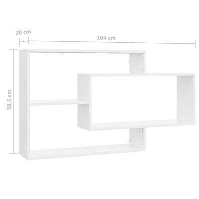 vidaXL Wall Shelves White 40.9"x7.9"x23" Engineered Wood