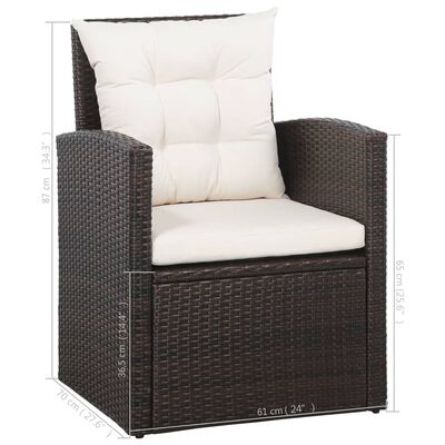 vidaXL 5 Piece Patio Lounge Set with Cushions Poly Rattan Brown