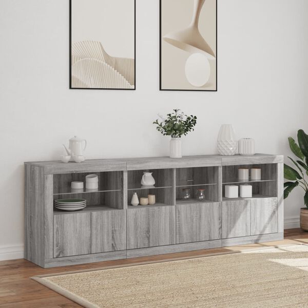 vidaXL Sideboard Grey Sonoma Engineered wood, Glass Large Sideboard
