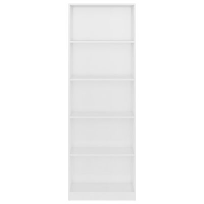 vidaXL 5-Tier Book Cabinet High Gloss White 23.6" x 9.4" x 68.9" Engineered Wood