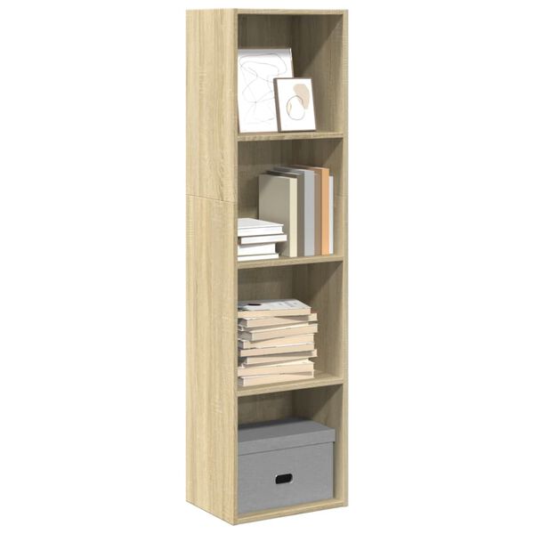 vidaXL Bookcase Sonoma oak Engineered wood Medium Bookcase Rectangular