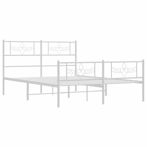vidaXL Bed Frame White Powder-coated steel Double size Bed Frame