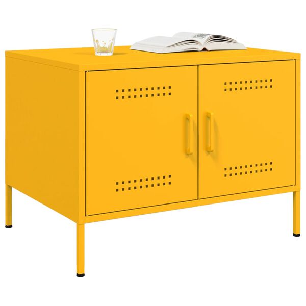 vidaXL Coffee Table Mustard Yellow Cold-Rolled Steel 26.8 x 19.7 x 19.9 in