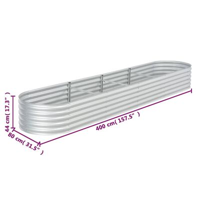 vidaXL Garden Raised Bed 157.5"x31.5"x17.3" Galvanized Steel Silver