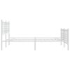 vidaXL Bed Frame White Steel 63 x 79 in Bed Frame Rectangular