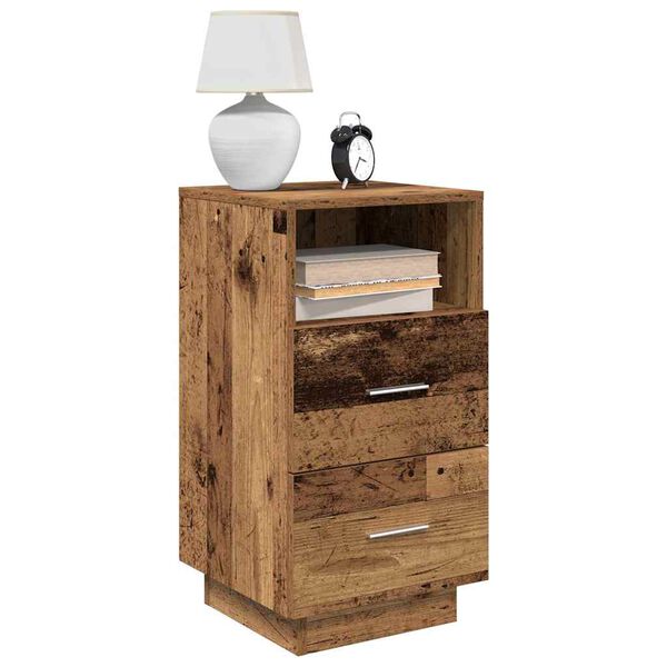 vidaXL Bedside Cabinet Old wood Engineered wood Modern Look 2 Drawers