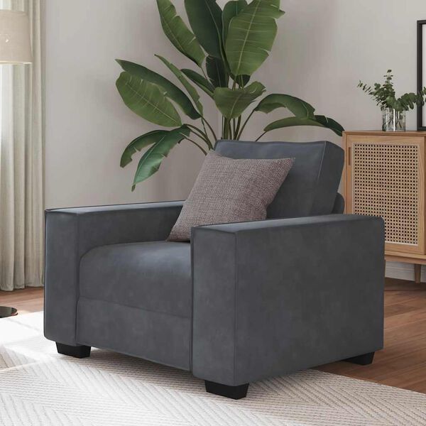 vidaXL Sofa Chair Dark gray Velvet One Seater Durable Armchair