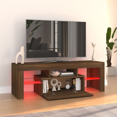 vidaXL TV Cabinet with LED Lights Brown Oak 47.2"x13.8"x15.7"
