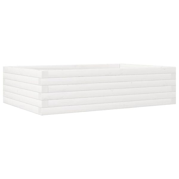 vidaXL Garden Planter White Solid pine wood 35.4 x 23.6 x 9.1 in
