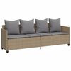 vidaXL Garden Sofa Set Beige Poly Rattan 4-Seater Adjustable Armrests