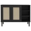 vidaXL Sideboard Black Solid pine wood, Engineered wood, Poly rattan Large