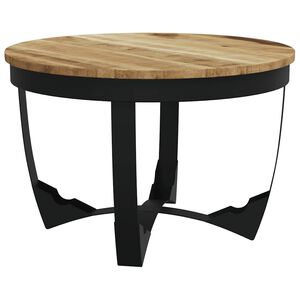 vidaXL Coffee Table Brown Solid rough mango wood, powder-coated steel