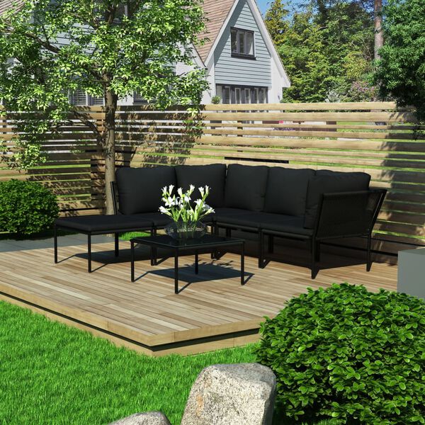 vidaXL Garden Lounge Set Black