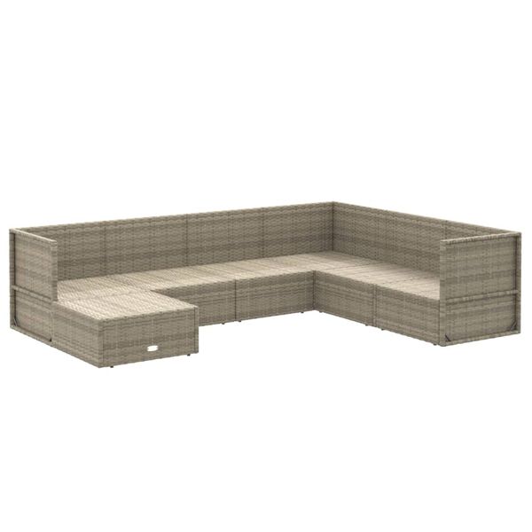 vidaXL Garden Lounge Set Gray PE rattan 7 piece Modular