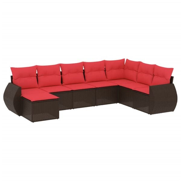 vidaXL 8 Piece Garden Sofa Set with Cushions Brown Poly Rattan