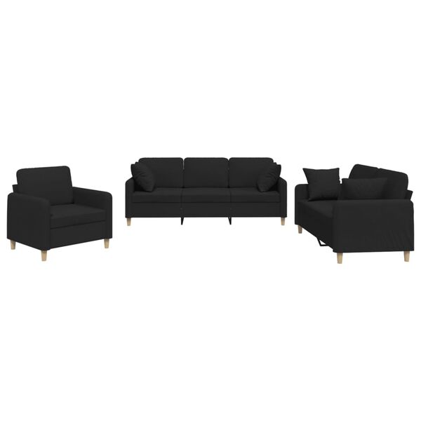 vidaXL Sofa Set Black Fabric (100% polyester), metal, textilene, plywood