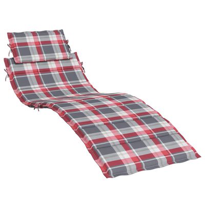 vidaXL Sun Lounger Cushion Red Check Pattern 73.2"x22.8"x1.2"