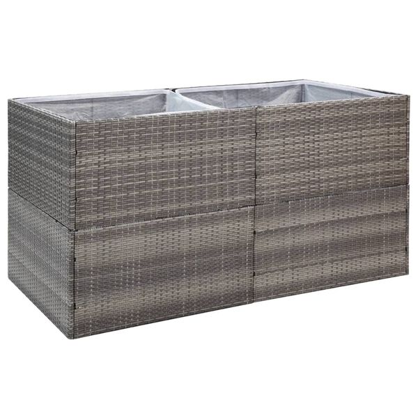 vidaXL Garden Planter Grey Steel frame, PE rattan Large Planters