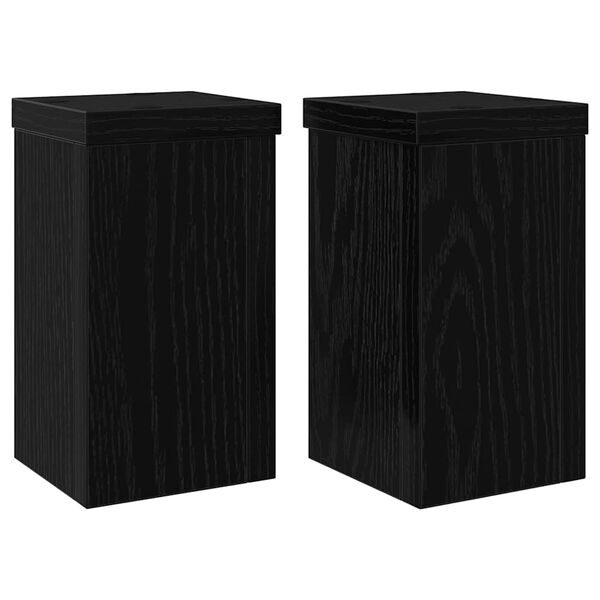 vidaXL Plant Stand 2 pcs Black Oak 3.94 x 3.94 x 7.09 in