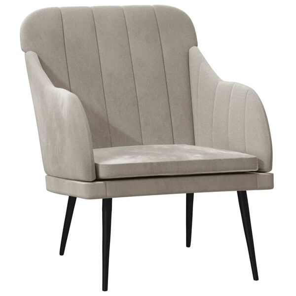 vidaXL Armchair Light grey Velvet (100% polyester), metal, plywood Medium
