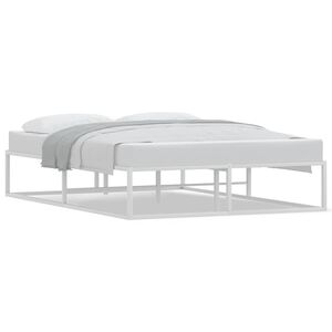 vidaXL Bed Frame White Powder-coated metal Double Bed Frame