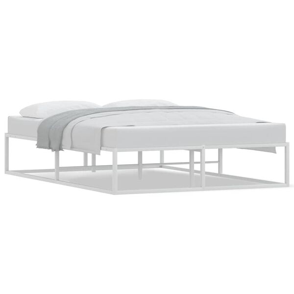 vidaXL Bed Frame White Powder-coated metal Double Bed Frame