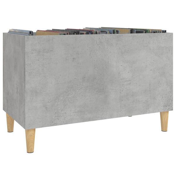 vidaXL Record Cabinet Concrete Grey Engineered wood, solid eucalyptus wood
