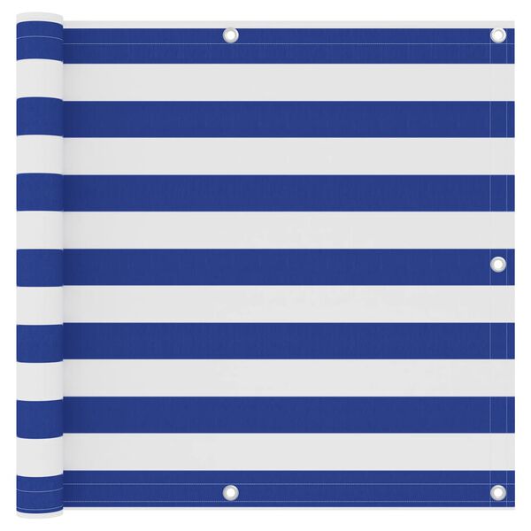 vidaXL Balcony Screen White and Blue 35.4x118.1" Oxford Fabric