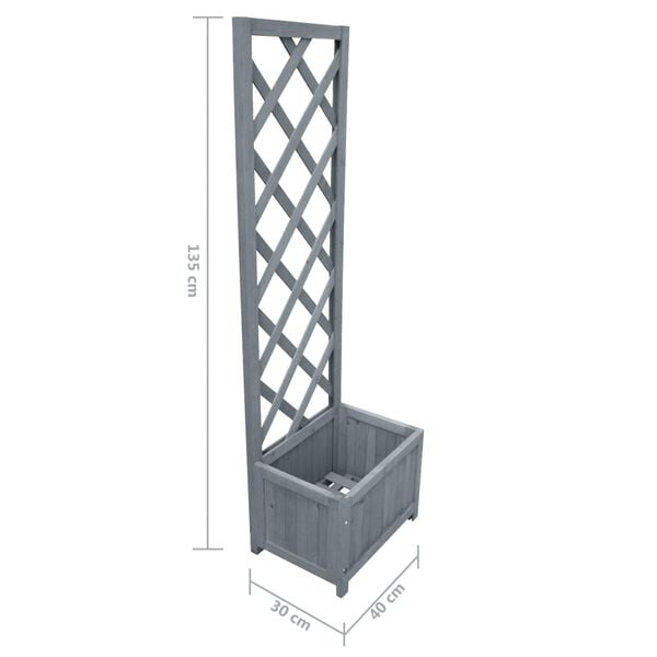 vidaXL Trellis Planter Gray Solid firwood Medium Durable