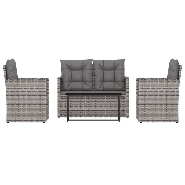 vidaXL Outdoor Lounge Set Grey Poly Rattan UV-resistant materials