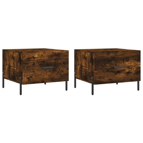 vidaXL Coffee Table Set of 2 Smoked Oak Engineered Wood, Iron Medium