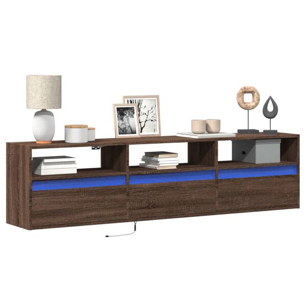 vidaXL TV Wall Cabinet Brown Oak Engineered wood Large TV Wall Cabinet