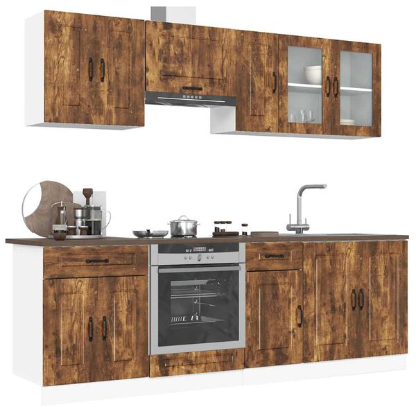 vidaXL Kitchen Cabinet Set Smoked oak Engineered wood Medium
