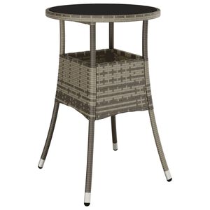 vidaXL Patio Table &Oslash;23.6"x29.5" Tempered Glass and Poly Rattan Gray