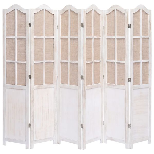 vidaXL 6-Panel Room Divider White 82.7"x65" Fabric