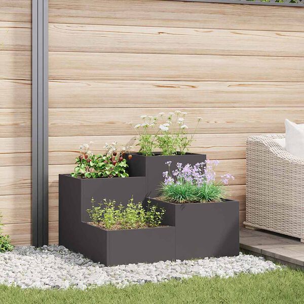 vidaXL Garden Planter Black 80 x 80 x 60 cm Steel